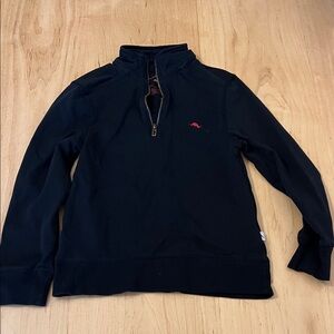 Tommy Bahama Men's Black Half-Zip Sweater with Red Logo